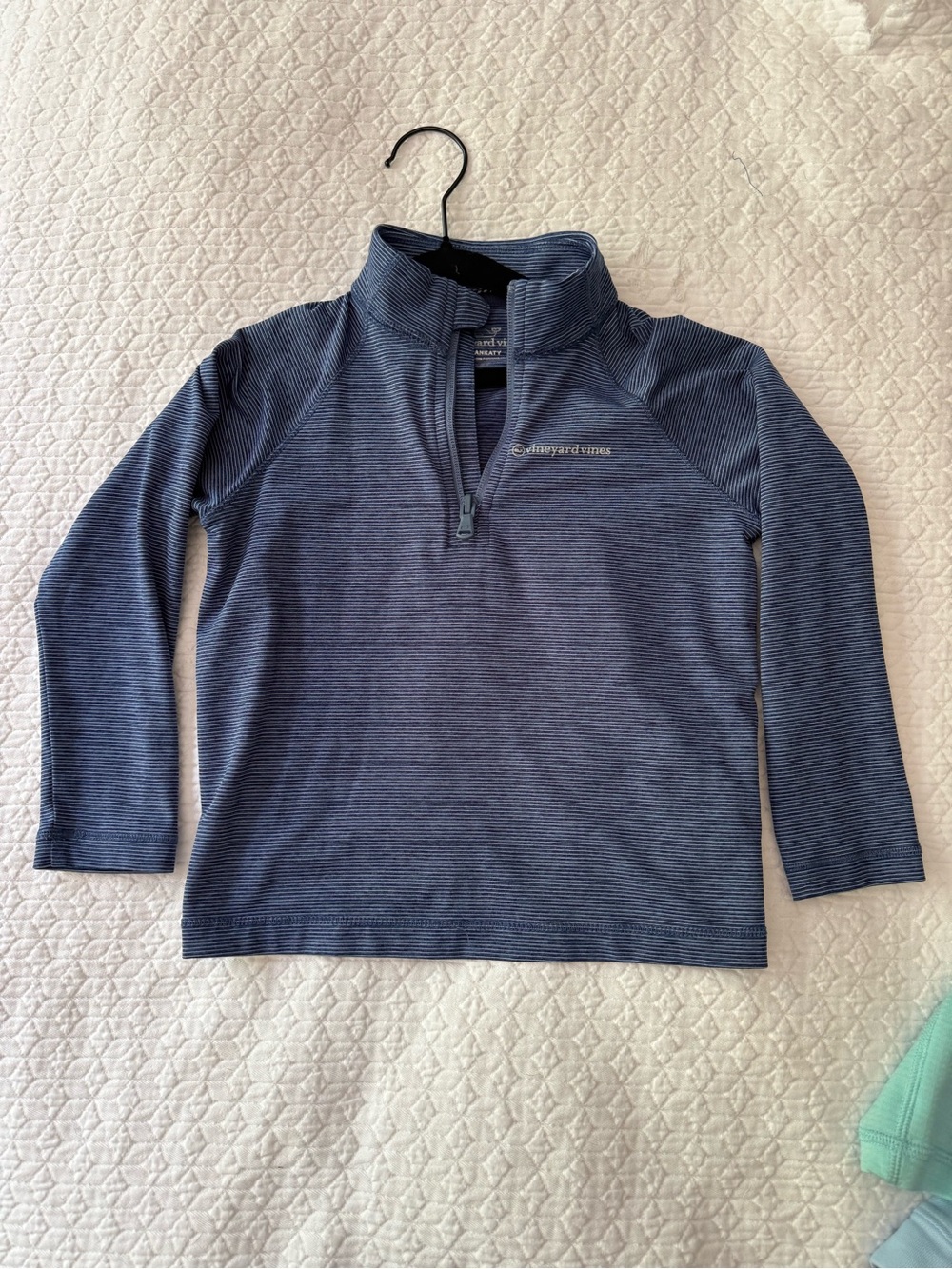 Vineyard Vines Kids Navy Striped Quarter-Zip Pullover